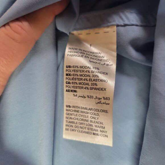 Chicos Women Blue Button-Down Modal Blend Long sleeve Shirt Size 1 (S/8-10) - Picture 4 of 8